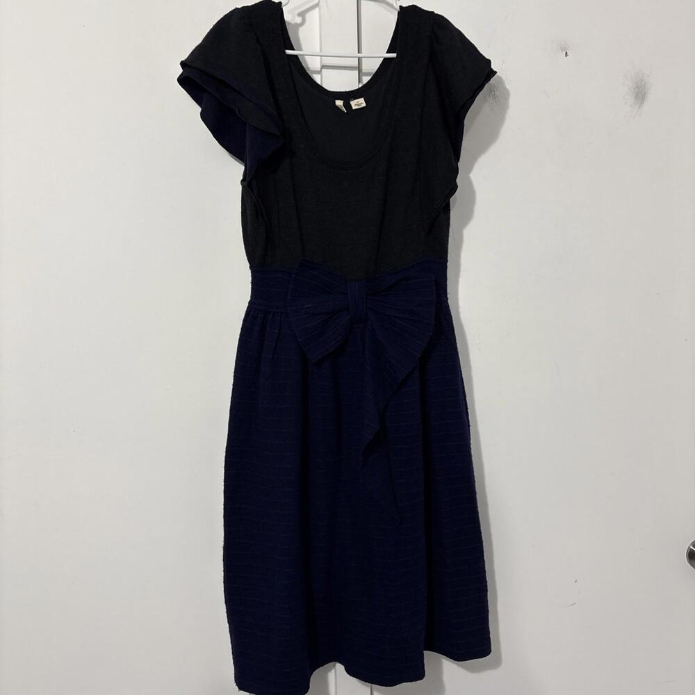 Anthropologie Moth Dress Womens Small Gray Blue Flare Sleeveless Wool Adults